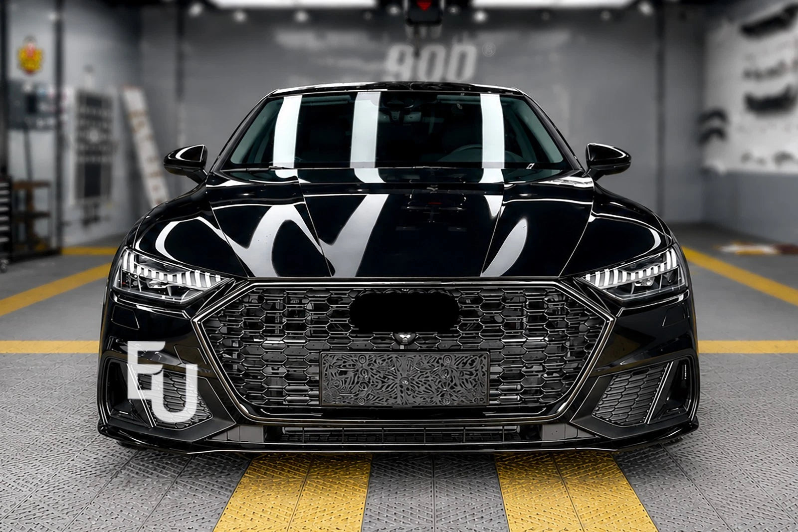 FOR AUDI A7 S7 2018-2025 4KA FRONT HONEYCOMB GRILLE GRILL RS7 STYLE GLOSS BLACK