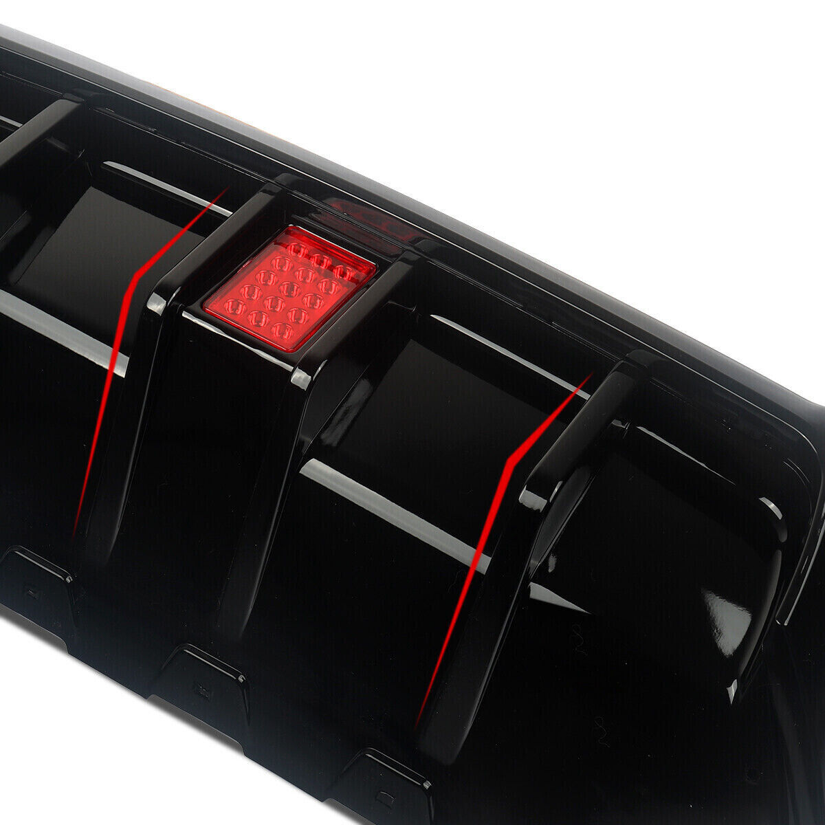 FOR BMW F10 F11 5 SERIES REAR DIFFUSER BUMPER VALANCE WITH LED M-SPORT GLOSS BLK