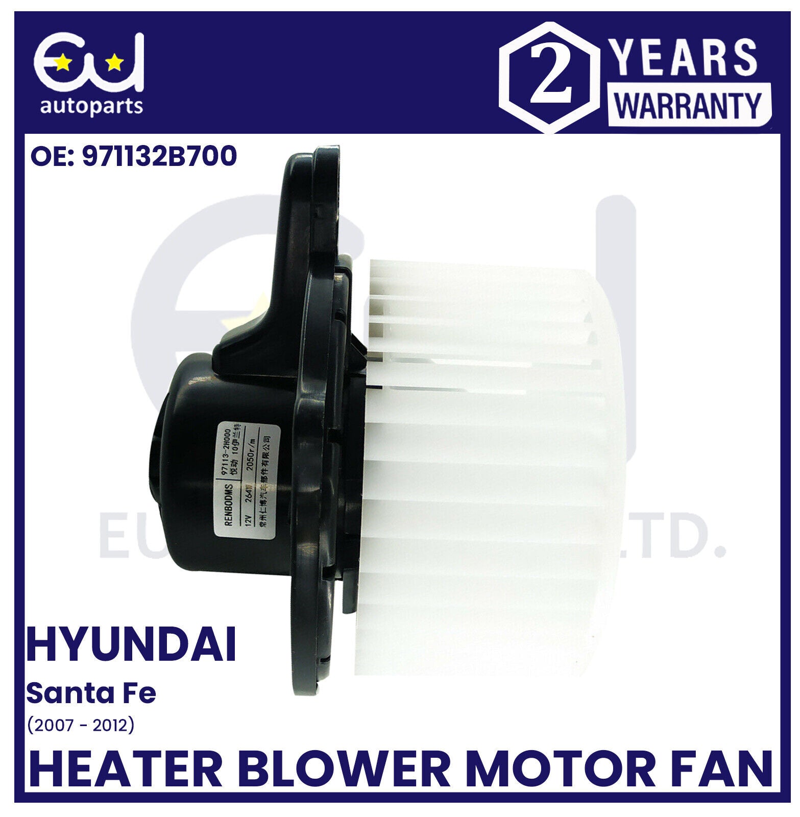BRAND NEW HEATER BLOWER MOTOR FAN FOR HYUNDAI SANTA FE MK1 2007-2012 971132B700
