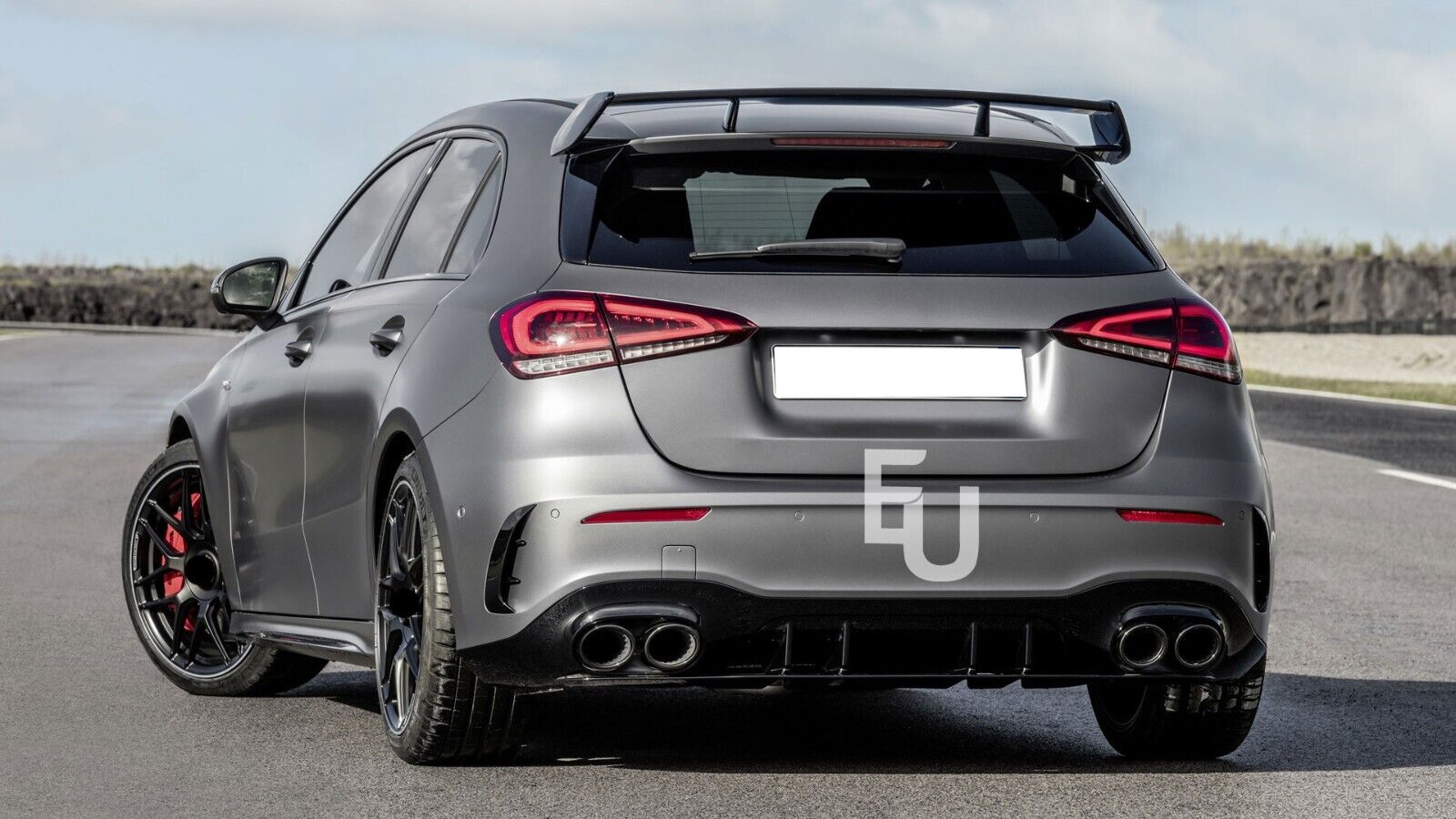 FOR MERCEDES A CLASS A35 A45 AMG W177 REAR BLADE STYLE DIFFUSER GLOSS BLACK 19+