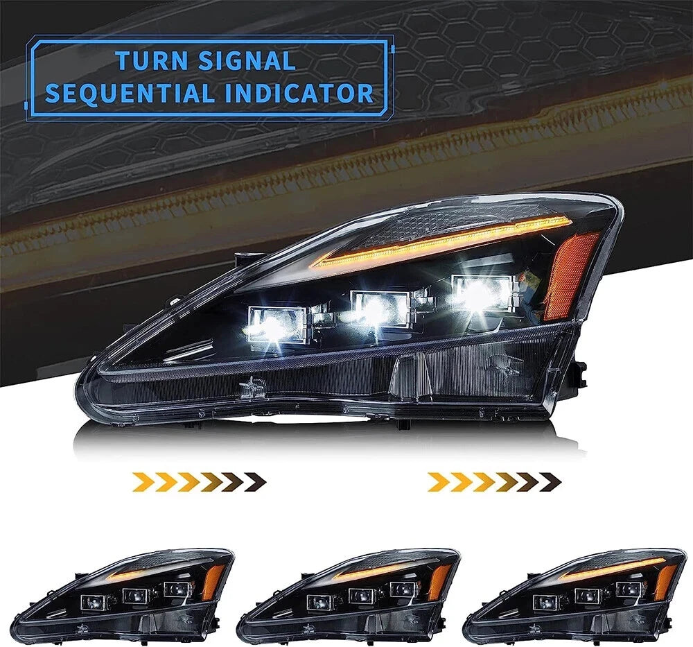 PAIR HEADLIGHTS PROJECTOR LED DRL FOR 2006-2013 LEXUS IS250 IS350 ISF W/STARTUP