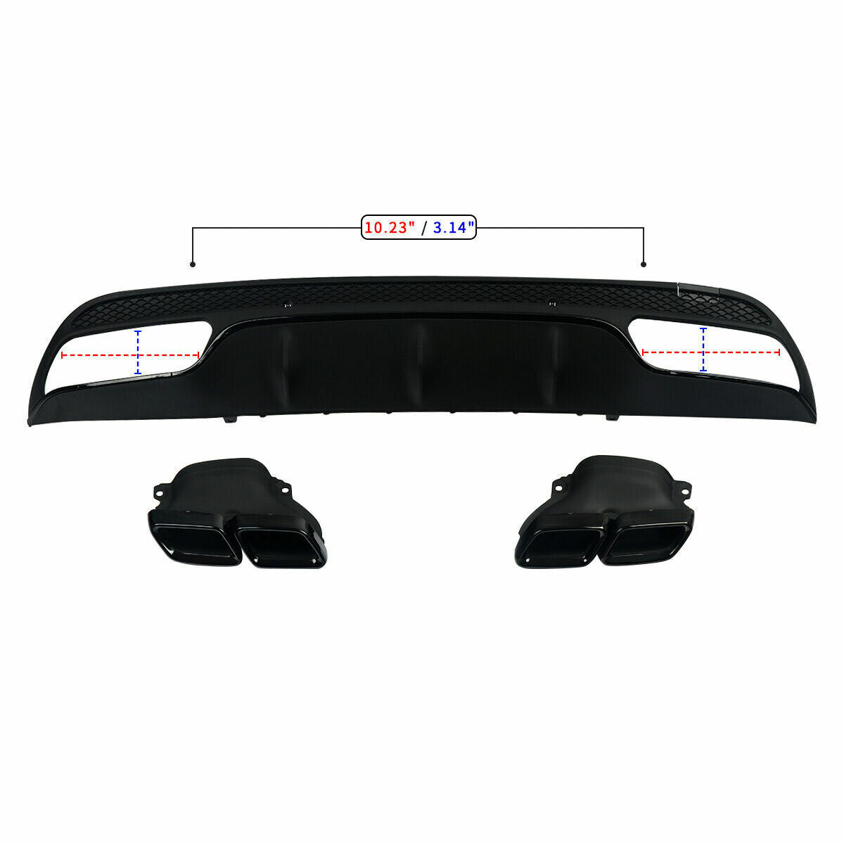 FOR MERCEDES-BENZ W205 14-20 BLACK EDITION REAR DIFFUSER+EXHAUST TIPS C63 STYLE