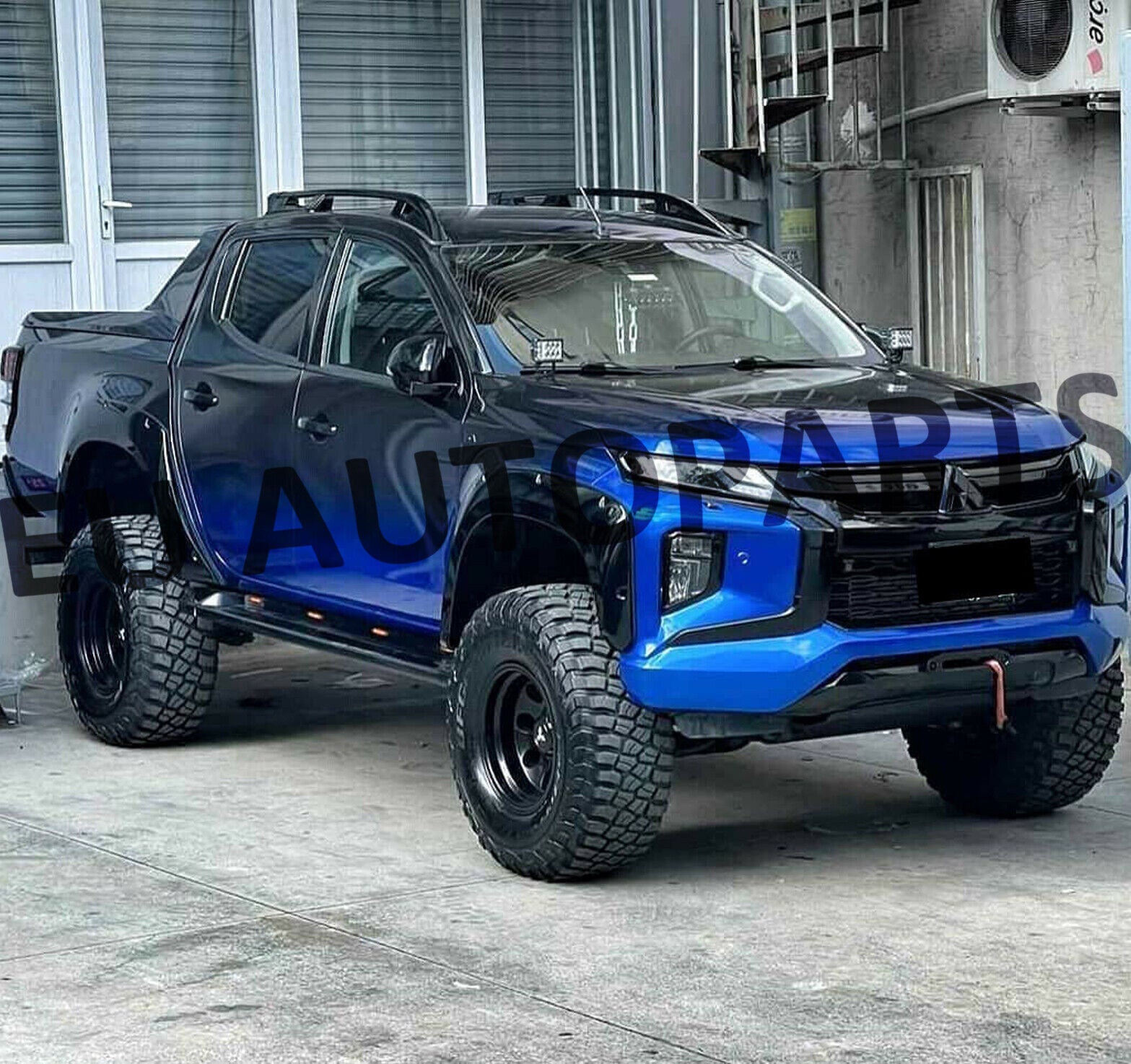 BLACK ALUMINIUM ROOF RACK RAILS SIDE BARS SET FOR MITSUBISHI L200 5TH SERIES 15+