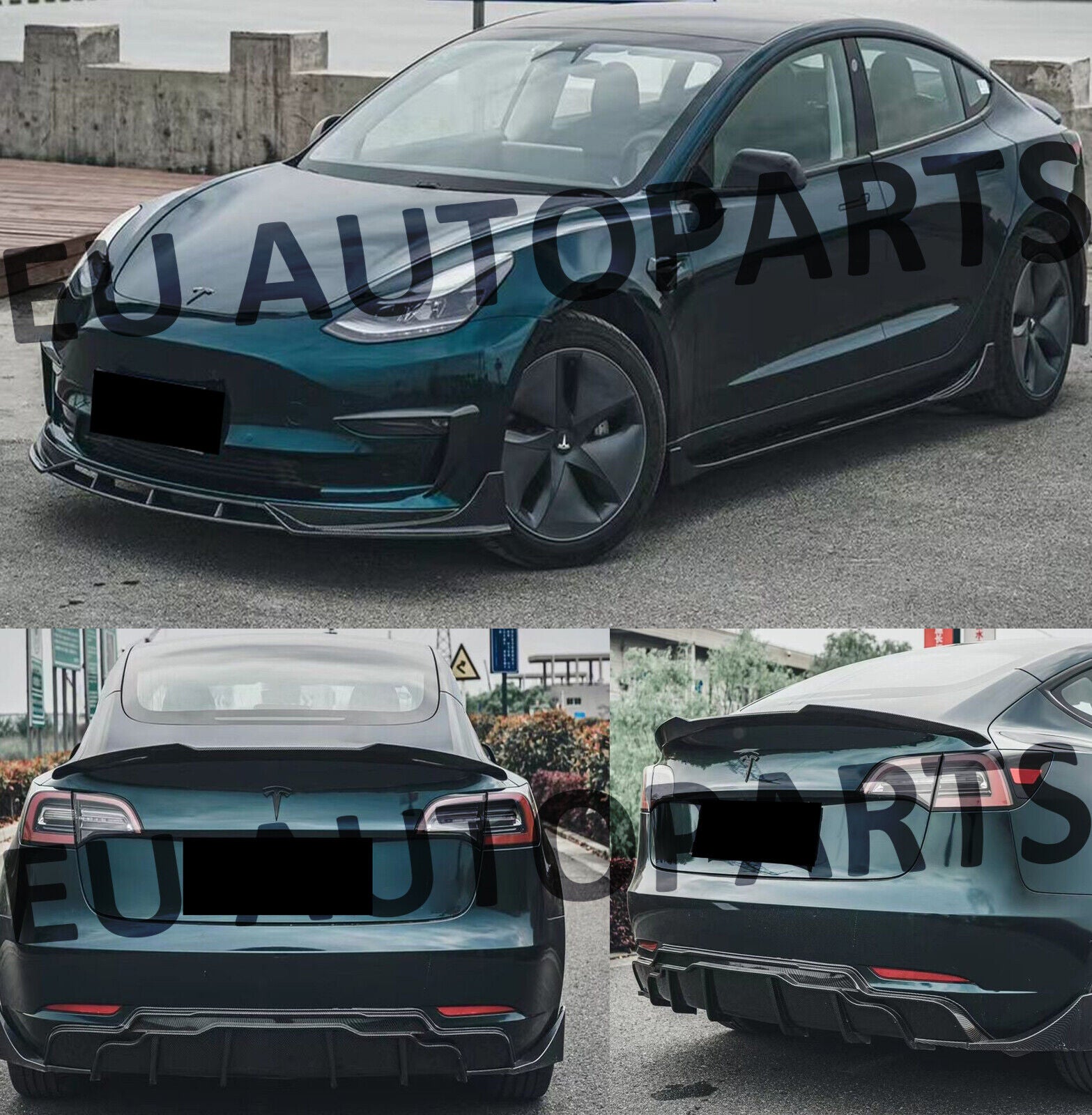 FOR TESLA MODEL 3 BODYKIT BODY KIT FRONT LIP DIFFUSER SIDE SKIRT CARBON LOOK 17+