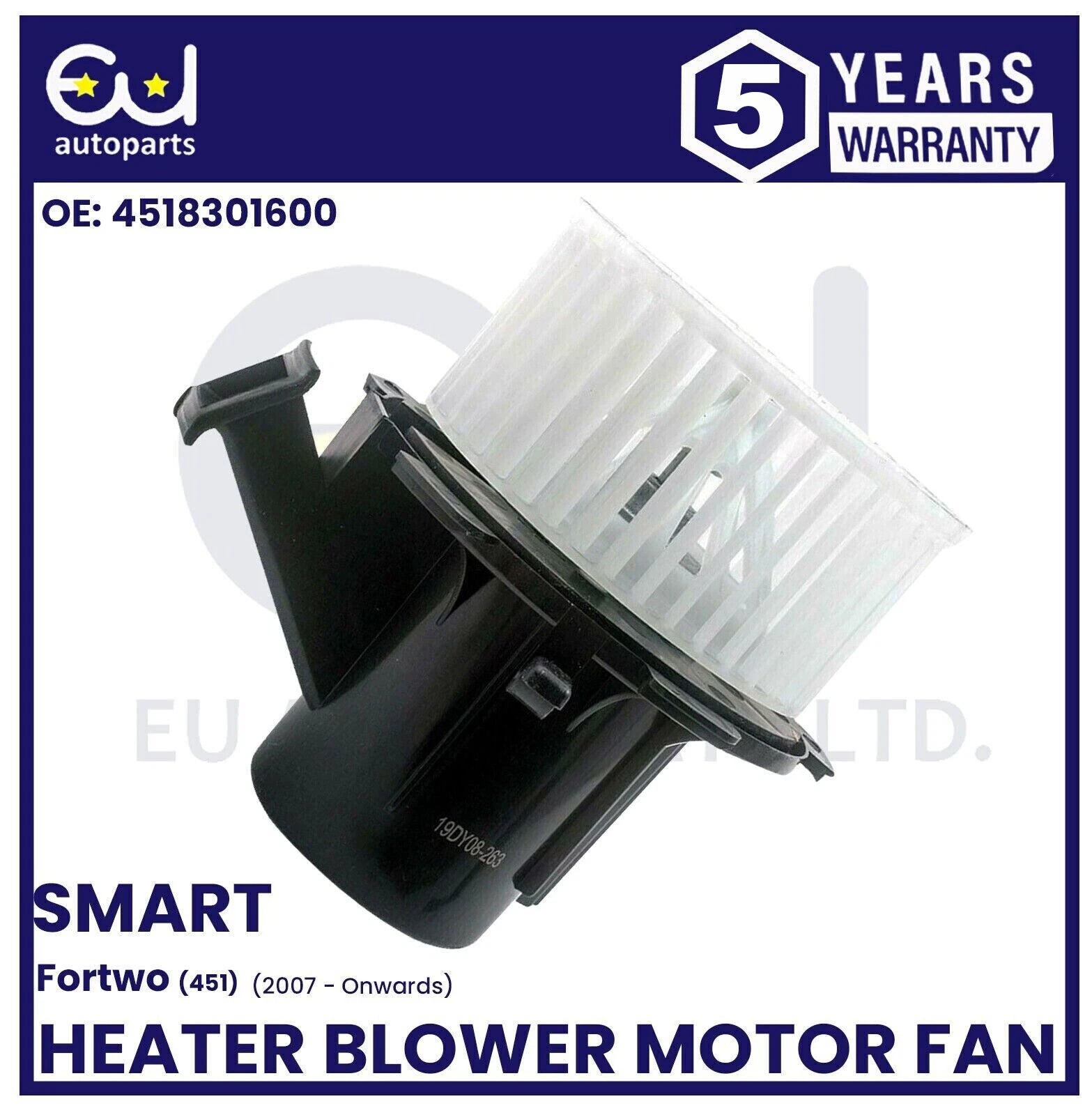 HEATER INTERIOR BLOWER MOTOR FAN FOR SMART FORTWO CABRIO 451 2007-23 4518301600