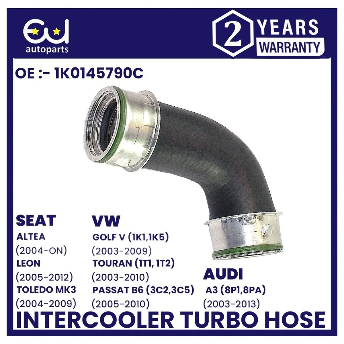 VW AUDI SEAT TURBO BOOST INTERCOOLER HOSE PIPE 1K0145790C 2.0 TDi A3 GOLF PASSAT