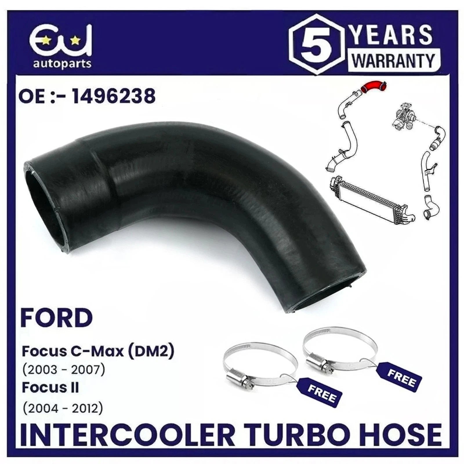INTERCOOLER TURBO HOSE PIPE FOR FORD FOCUS C-MAX 1.8 TDCi 4M516K863BE 1496238