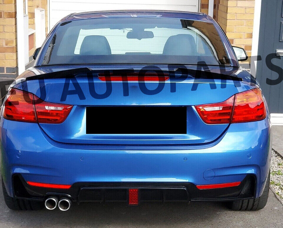 FOR BMW 4 SERIES F32 F33 F36 M SPORT REAR DIFFUSER VALANCE GLOSS BLACK WITH LED