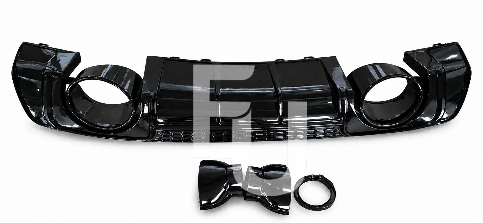 GLOSS BLACK REAR BUMPER DIFFUSER TTRS LOOK FOR AUDI TT MK3 W/TAILPIPE 2015-2018