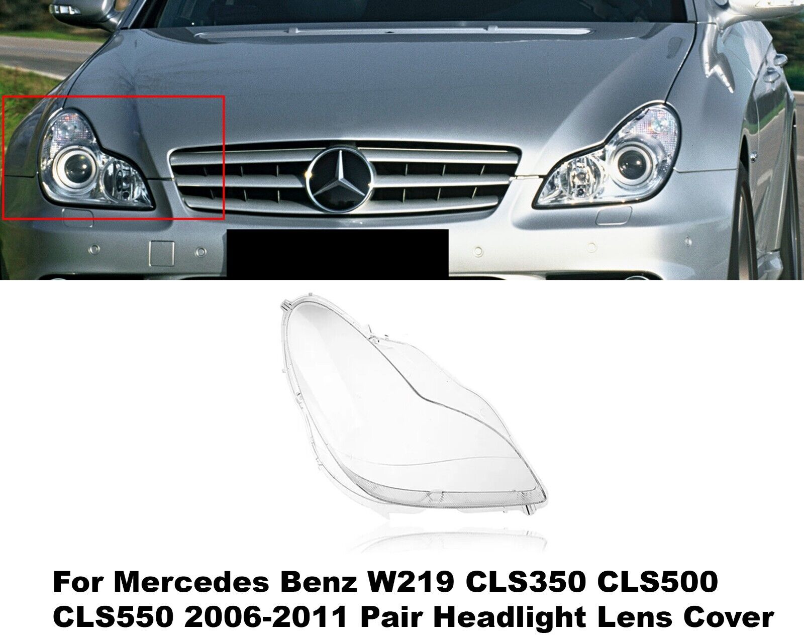RIGHT HEADLIGHT CLEAR LENS COVER FOR MERCEDES CLS W219 CLS350/500/550 2003-2010