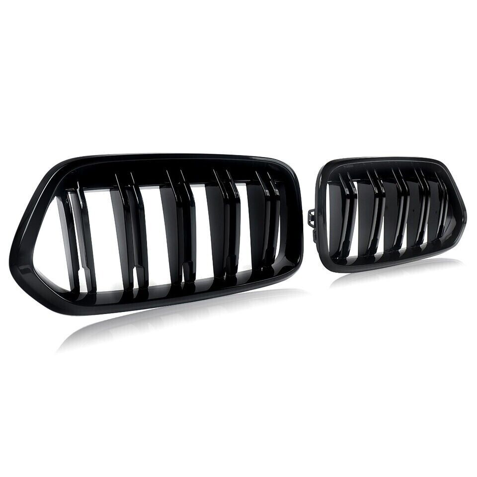 FOR BMW X2 SERIES F39 DOUBLE FRONT KIDNEY GRILLE GRILL GLOSS BLACK 2017-23