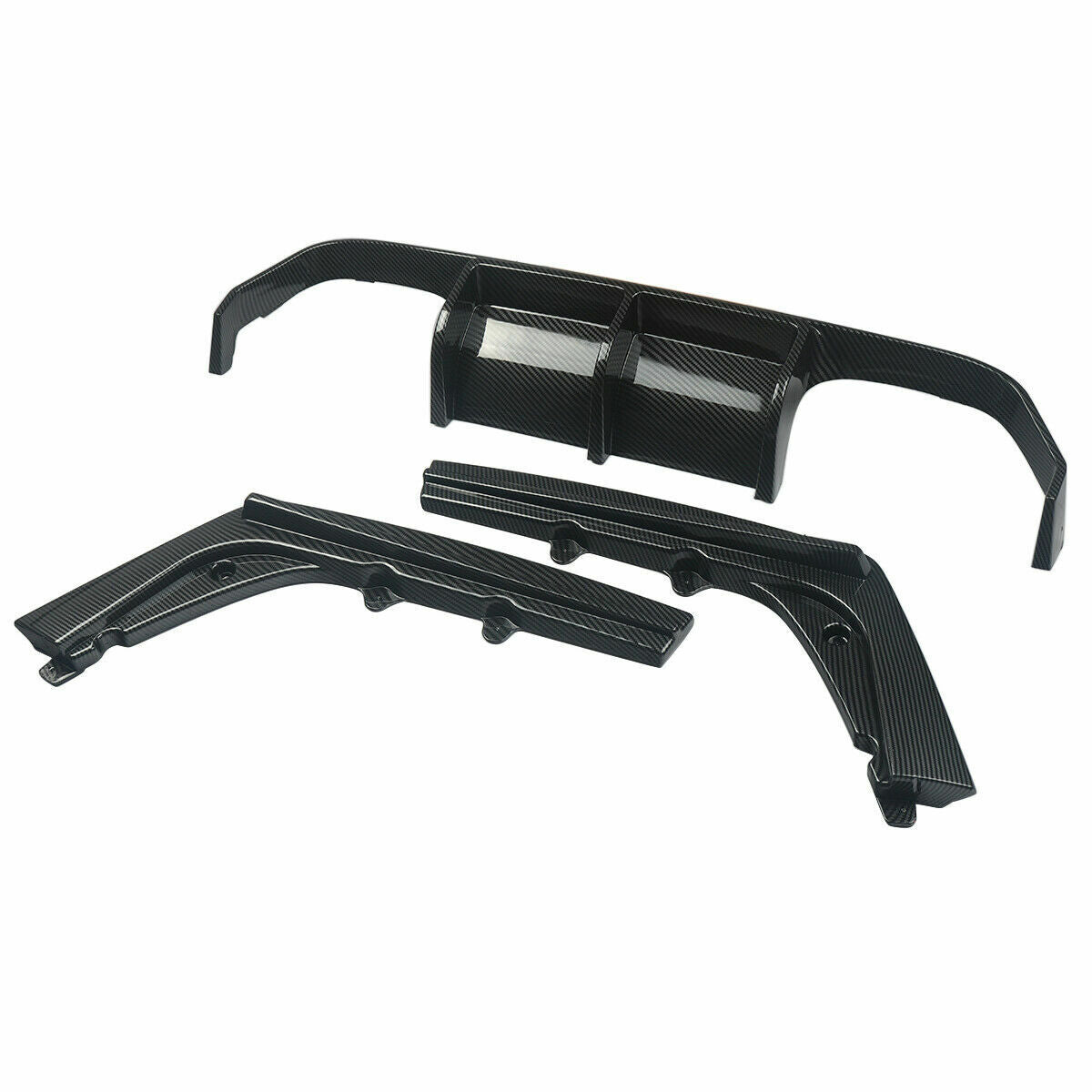 FOR BMW 3 4 SERIES F80 F82 M3 M4 REAR DIFFUSER VALANCE V STYLE CARBON LOOK 13-18
