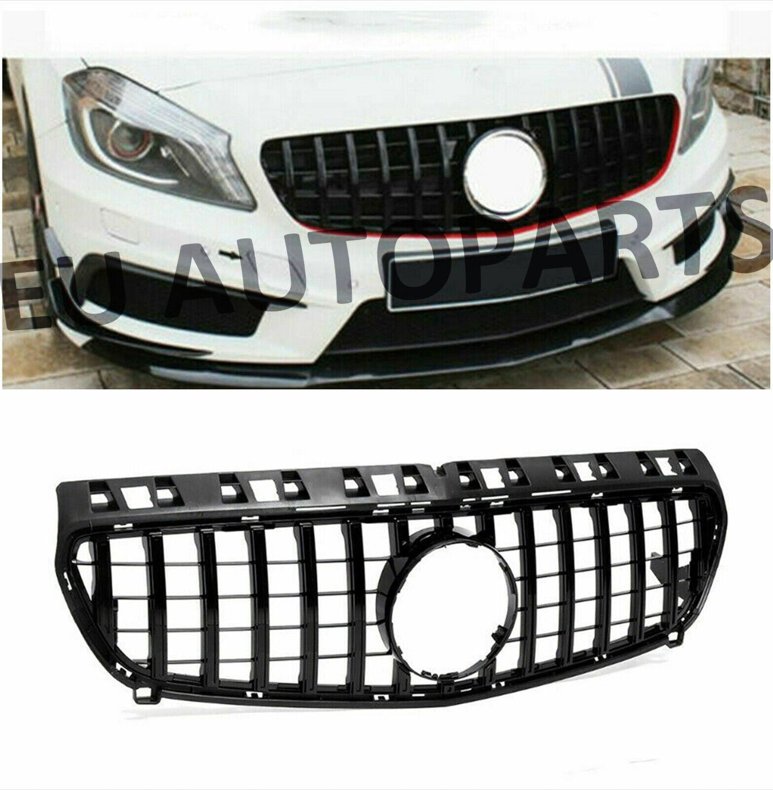 GRILLE FOR MERCEDES A CLASS W176 12-15 A45 GTR GT PANAMERICANA LOOK BLACK GRILL