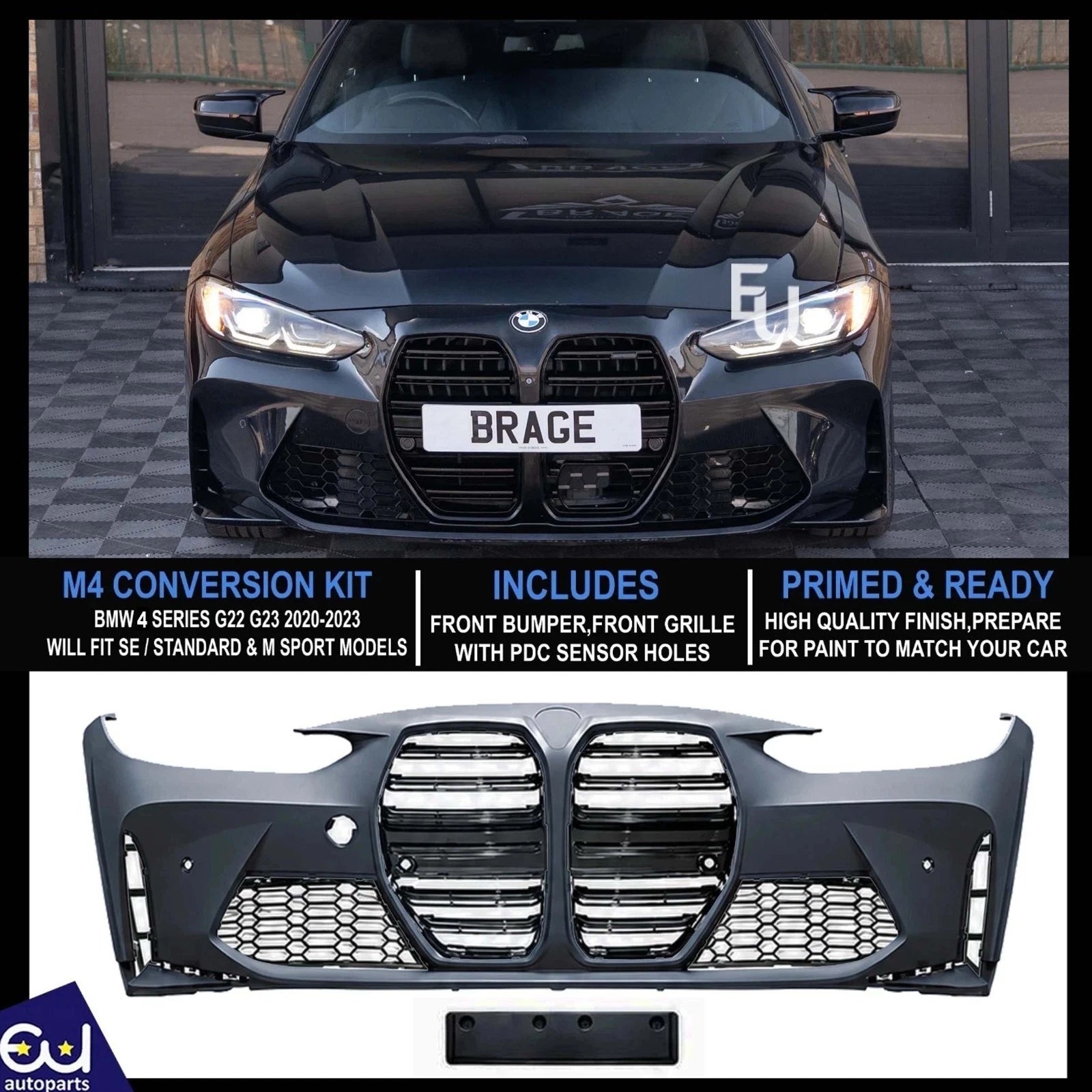 G82 G83 M4 CONVERSION FRONT BUMPER KIT FOR BMW 4 SERIES G22 G23 W/PDC HOLE 20-23