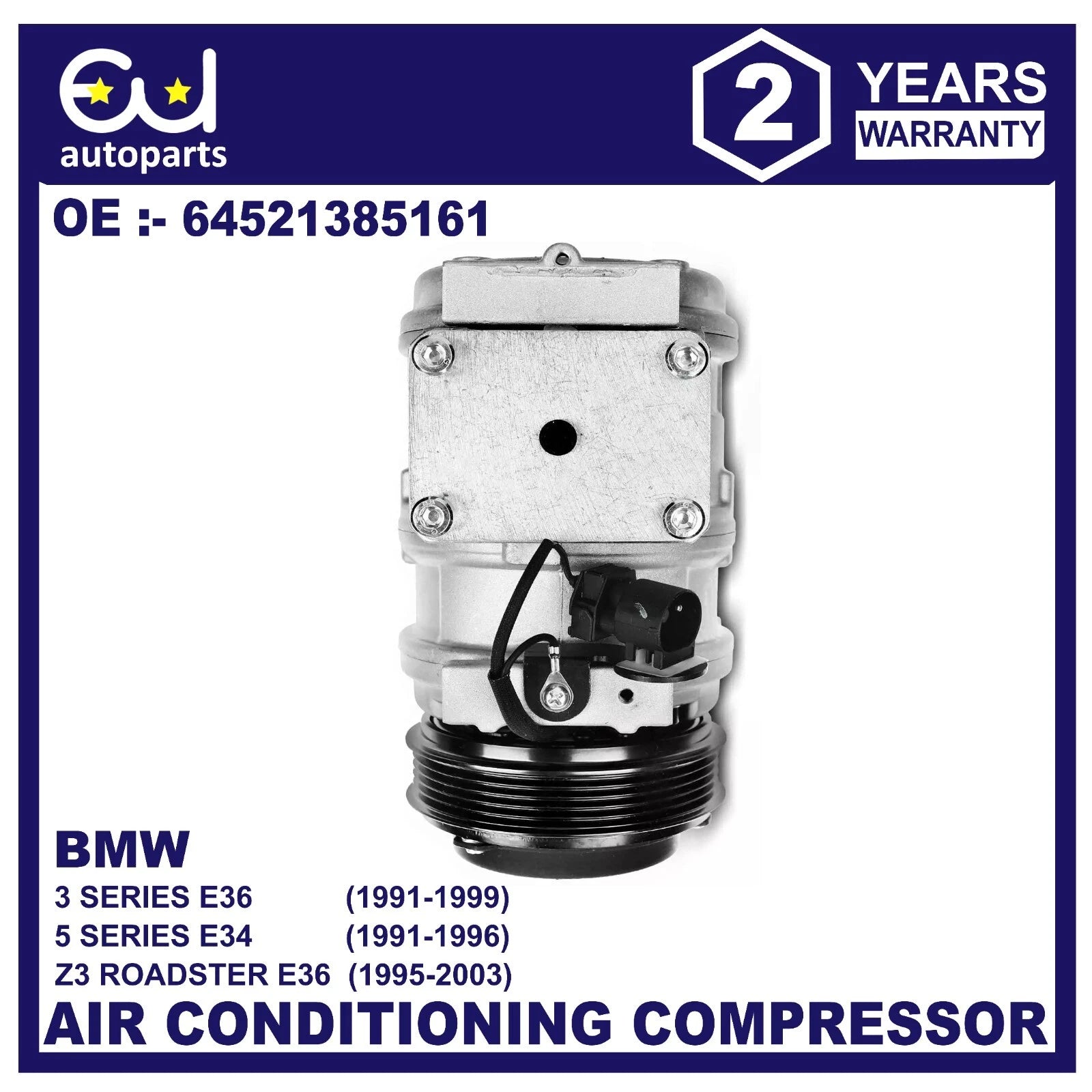 AIR CONDITIONING COMPRESSOR FOR BMW 3 SERIES Z3 E36 5 SERIES E34 64521385161 NEW