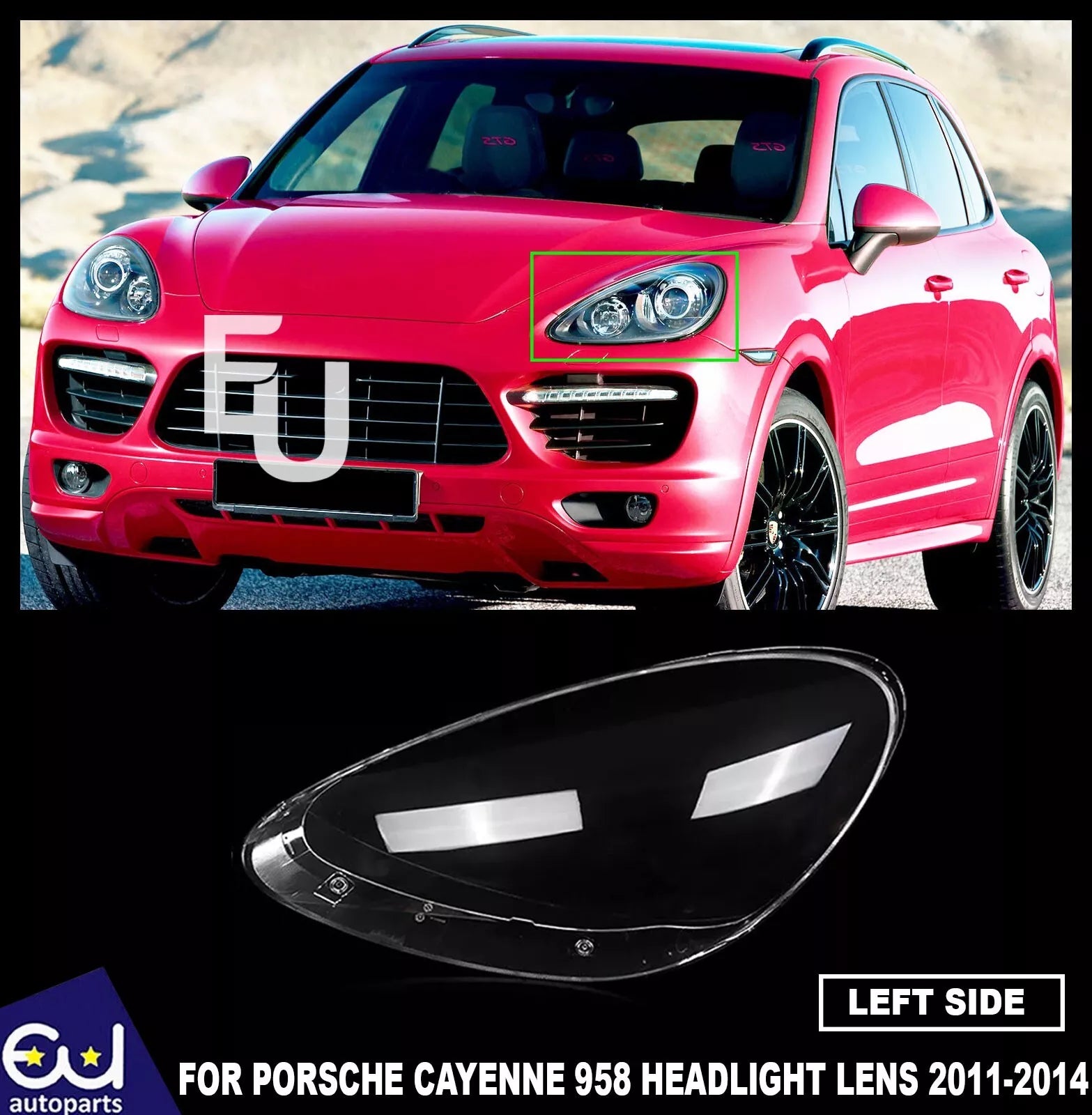 LEFT PASSENGER SIDE HEADLIGHT LENS COVER LAMP FOR PORSCHE CAYENNE 958 2011-2014