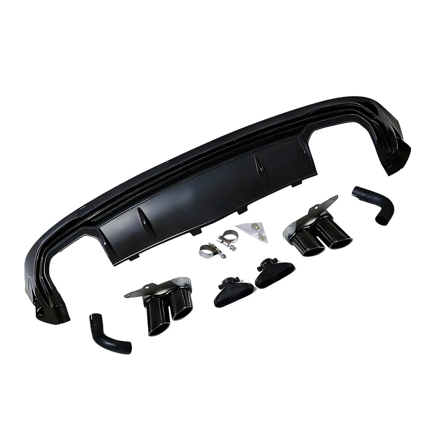 REAR DIFFUSER SQ5 STYLE GLOSS BLACK QUAD TAILPIPES LIP FOR AUDI Q5 SE 2018-2024