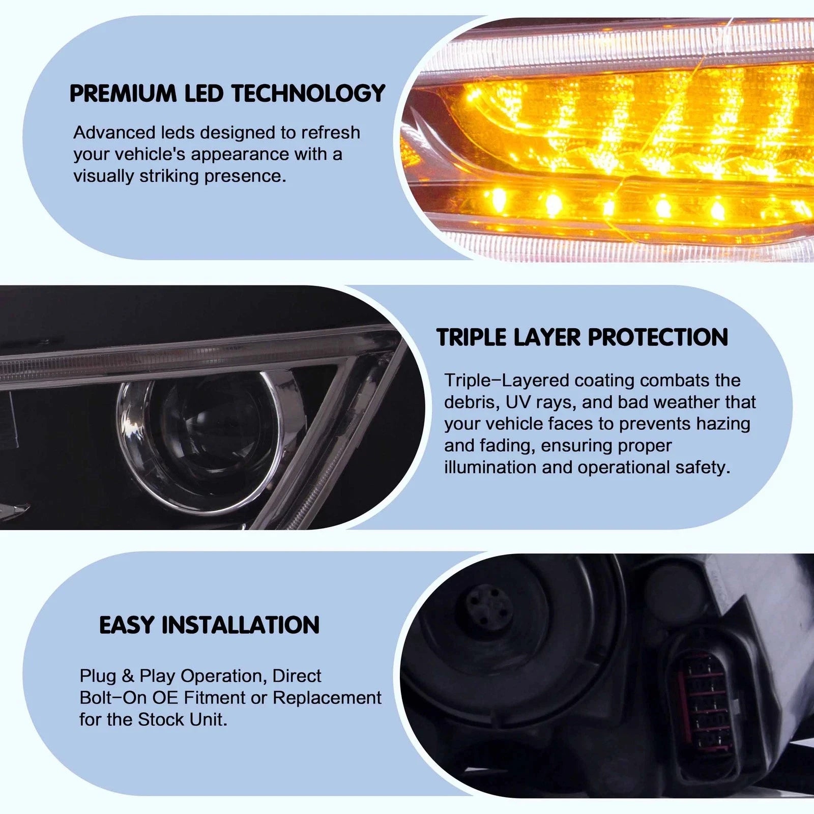 LED HEADLIGHT SMOKED REAR TAIL LIGHTS LAMP SET FOR VW POLO 11-17 WITH SEQUENTIAL