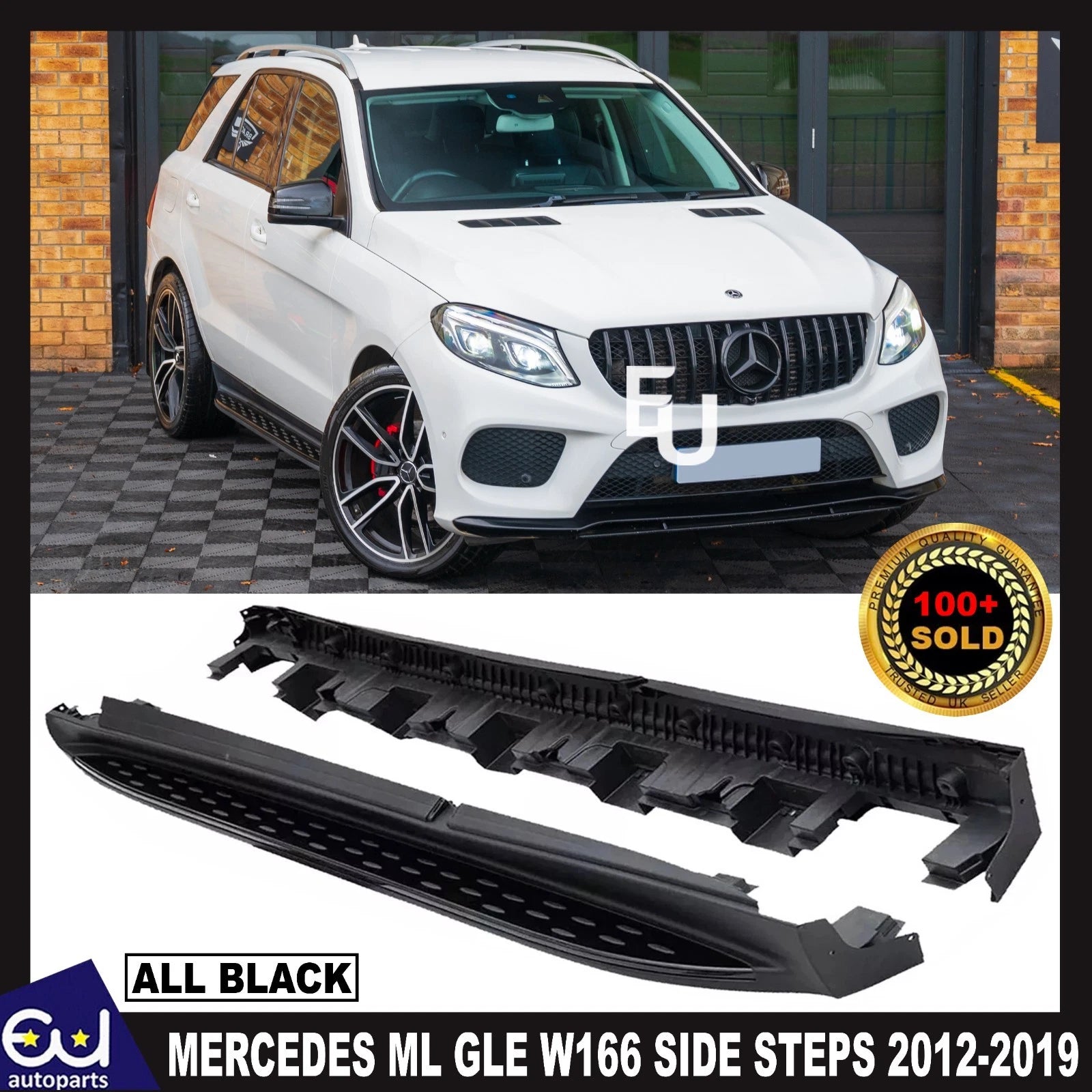 FOR MERCEDES ML GLE W166 SIDE STEPS RUNNING BOARDS BLACK EDITION STYLE 2012-19