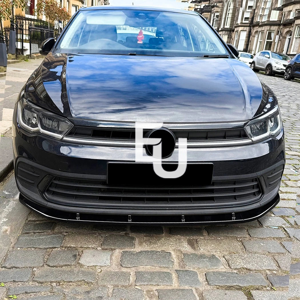 FOR VW POLO MK6.5 FRONT SPOILER LIP SPLITTER GLOSS BLACK 2022-2024