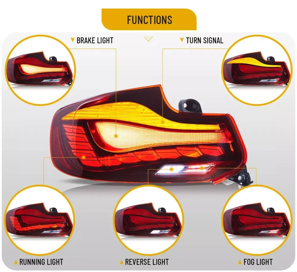PAIR RED OLED TAIL LIGHTS LAMP FOR BMW 2 SERIES F22 F23 M2 W/ANIMATION 2014-2020
