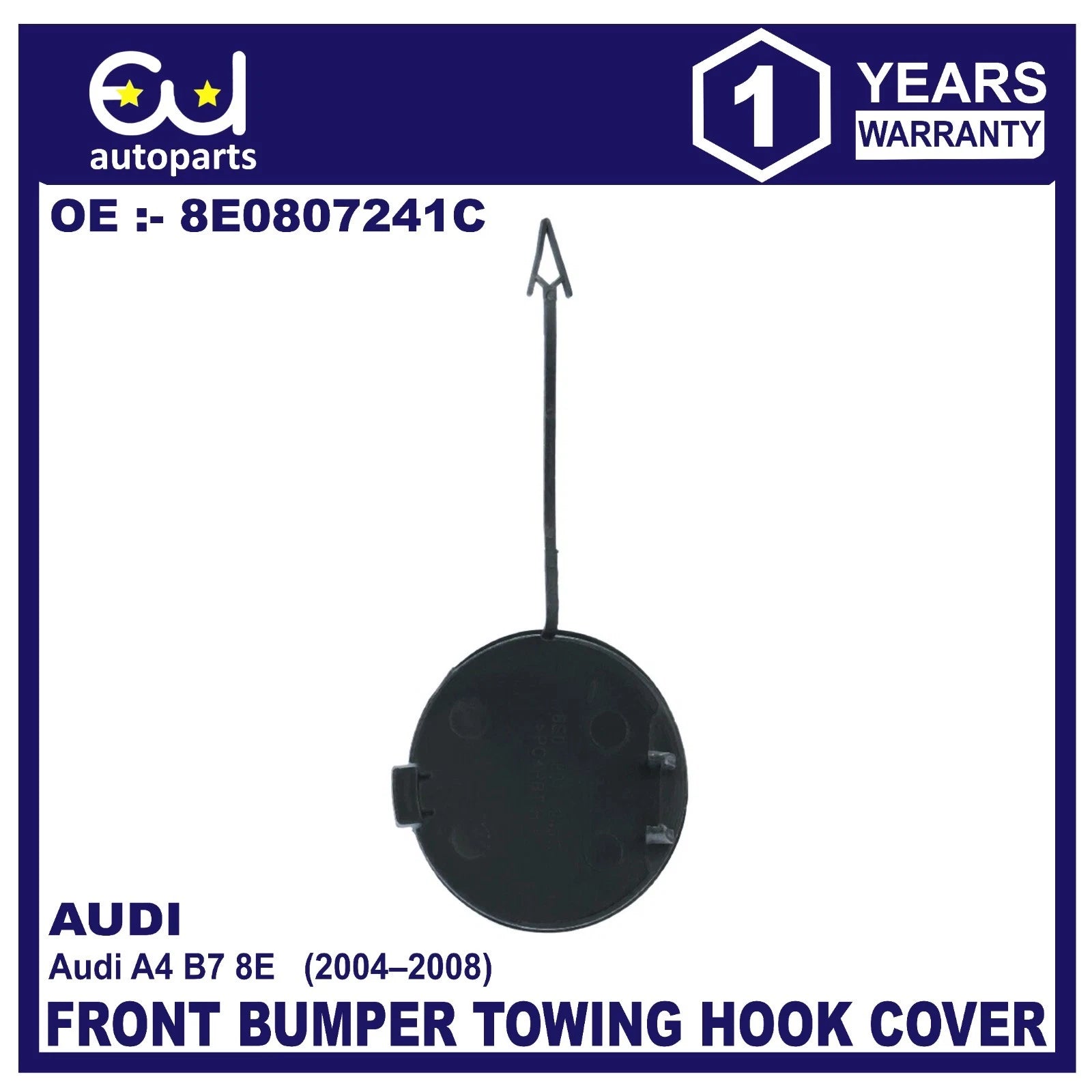 FRONT BUMPER TOWING EYE COVER TOW HOOK COVER FOR AUDI A4 B7 8E 04-08 8E0807241C