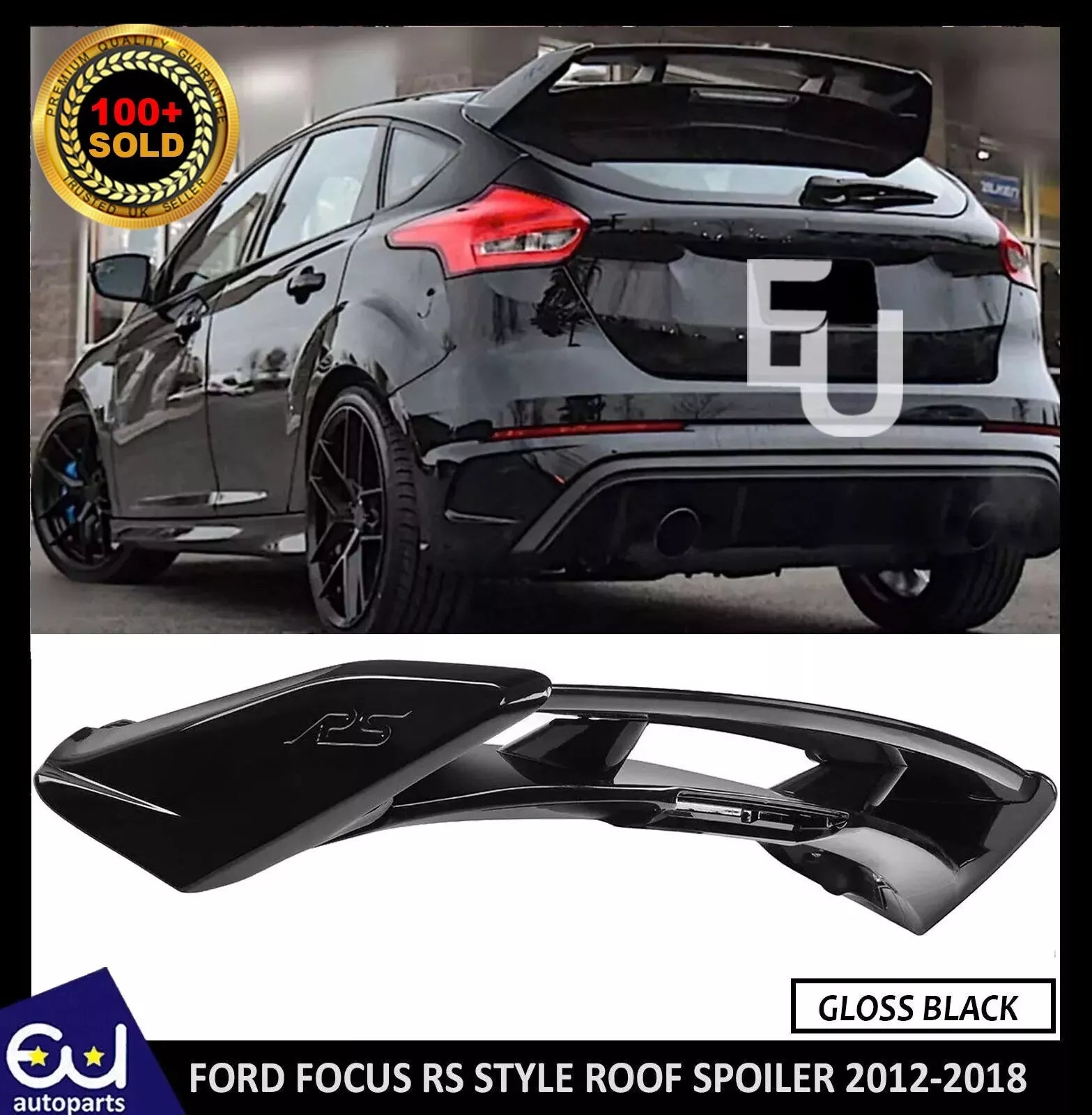 REAR BOOT ROOF SPOILER EXTENSION WING FOR FORD FOCUS RS STYLE 2012-18 MK3 BLACK