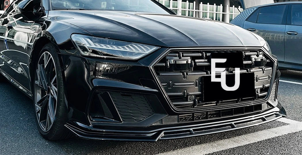 FOR AUDI A7 C8 S-LINE FRONT SPLITTER LIP DIFFUSER SPOILER GLOSS BLACK 2018-2021