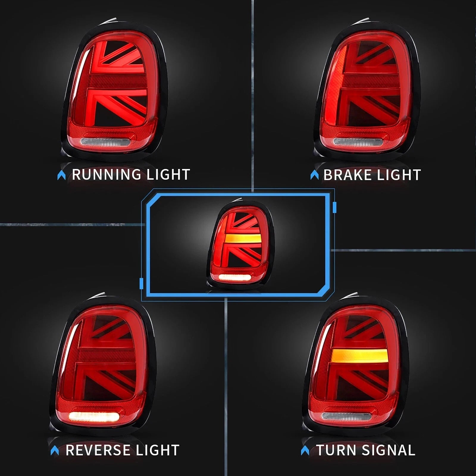 FOR MINI COOPER F55 F56 F57 2014-2023 REAR PAIR RED FULL LED TAIL LIGHTS LAMPS