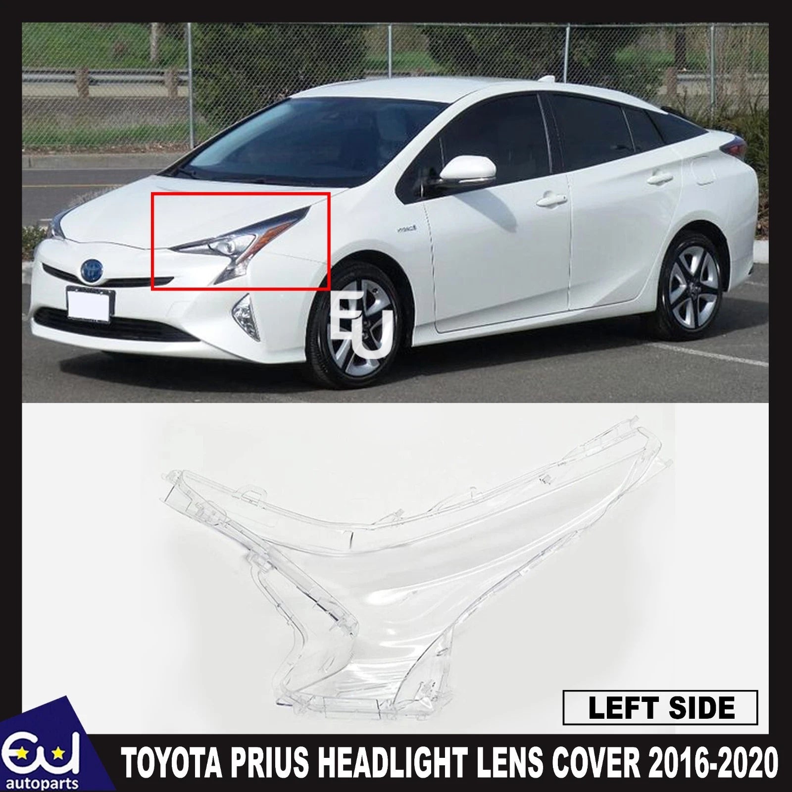 FOR TOYOTA PRIUS LEFT PASSENGER CLEAR HEADLIGHT LENS SHELL LAMPSHADE 2016-2020