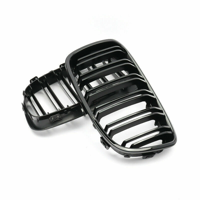 FOR BMW 1 SERIES F20 F21 2011-14 GLOSS BLACK FRONT KIDNEY TWIN GRILL GRILLE
