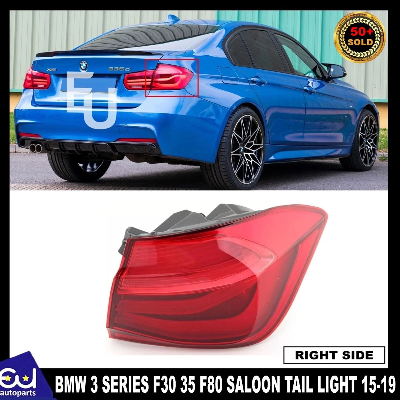 RIGHT OUTER REAR TAIL LIGHT LAMP FOR BMW 3 SERIES F30 35 F80 SALOON 09/2015-2019