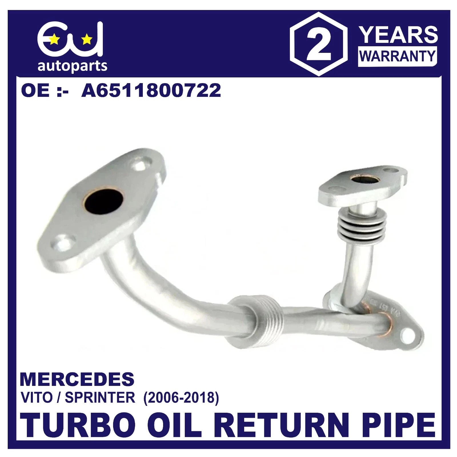 FOR MERCEDES VITO / SPRINTER OM651 TURBO OIL RETURN PIPE A6511800722 2006-2018