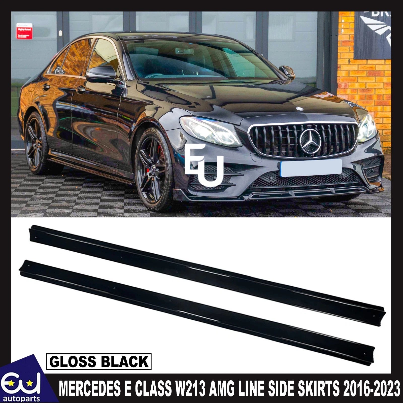 FOR MERCEDES E CLASS W213 SIDE SKIRTS EXTENSIONS GLOSS BLACK 2016-2023