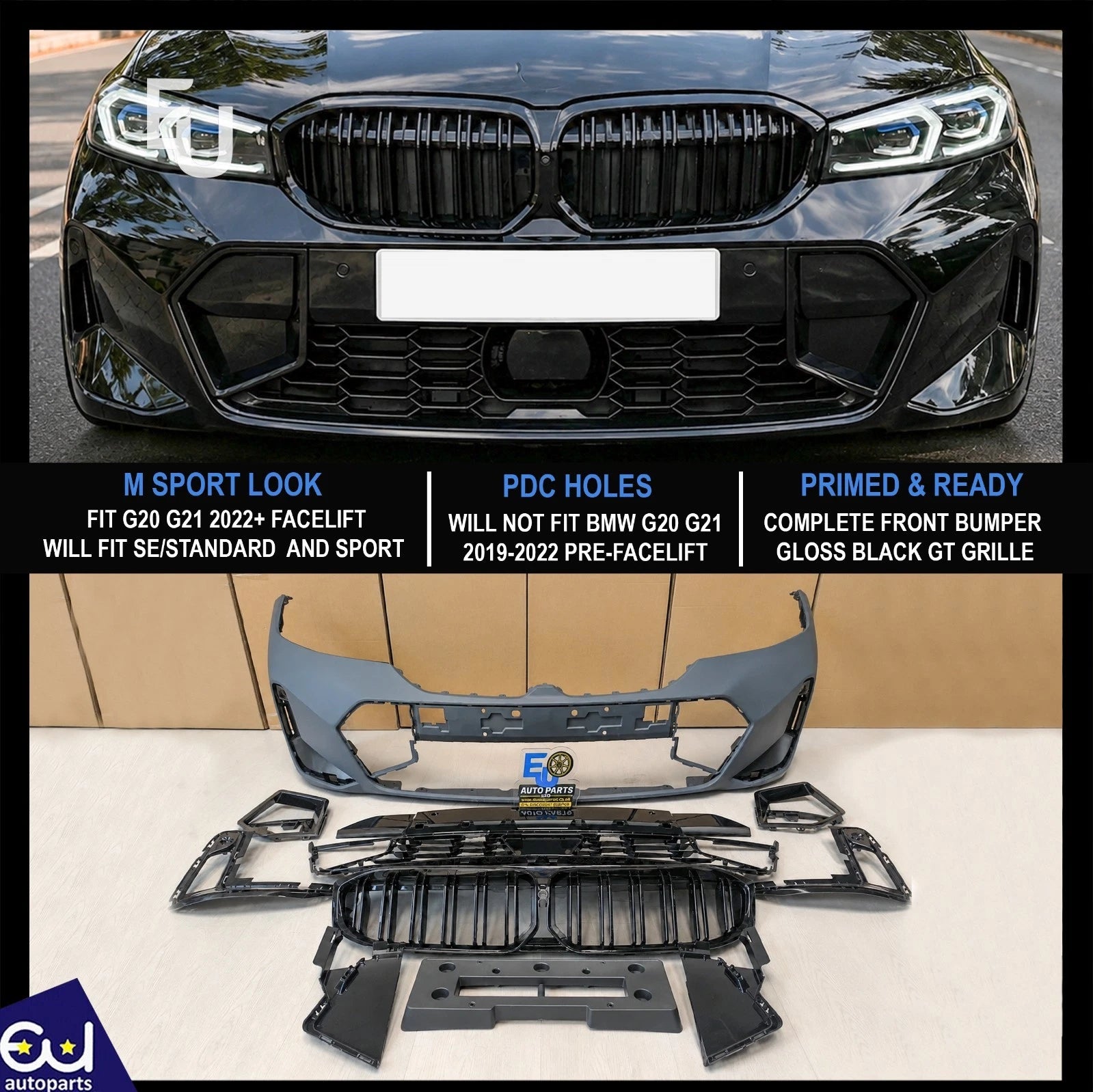FOR BMW G20 G21 3 SERIES LCI M SPORT COMPLETE FRONT BUMPER BODYKIT 2022+