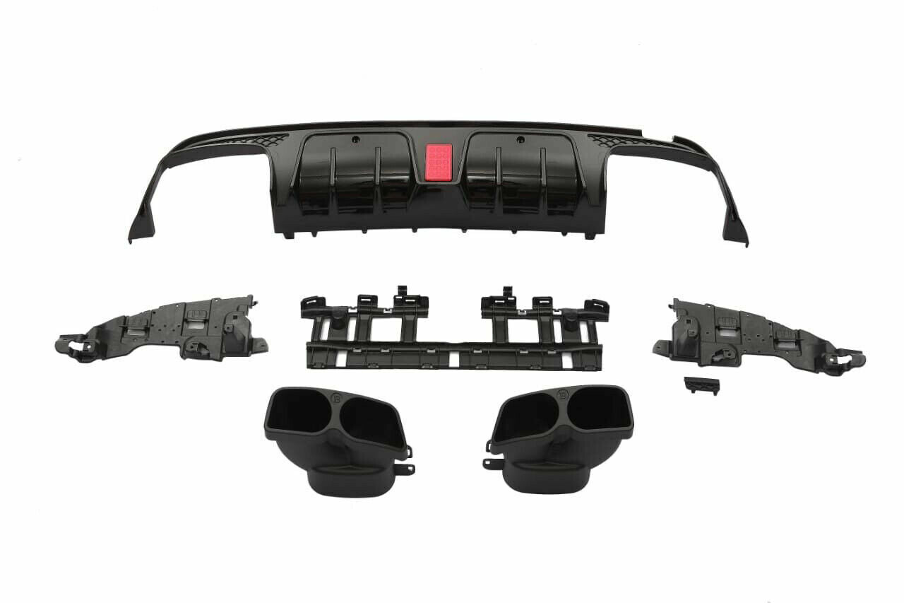 FOR MERCEDES C CLASS C205 A205 COUPE B STYLE REAR DIFFUSER+TAILPIPES CARBON LOOK