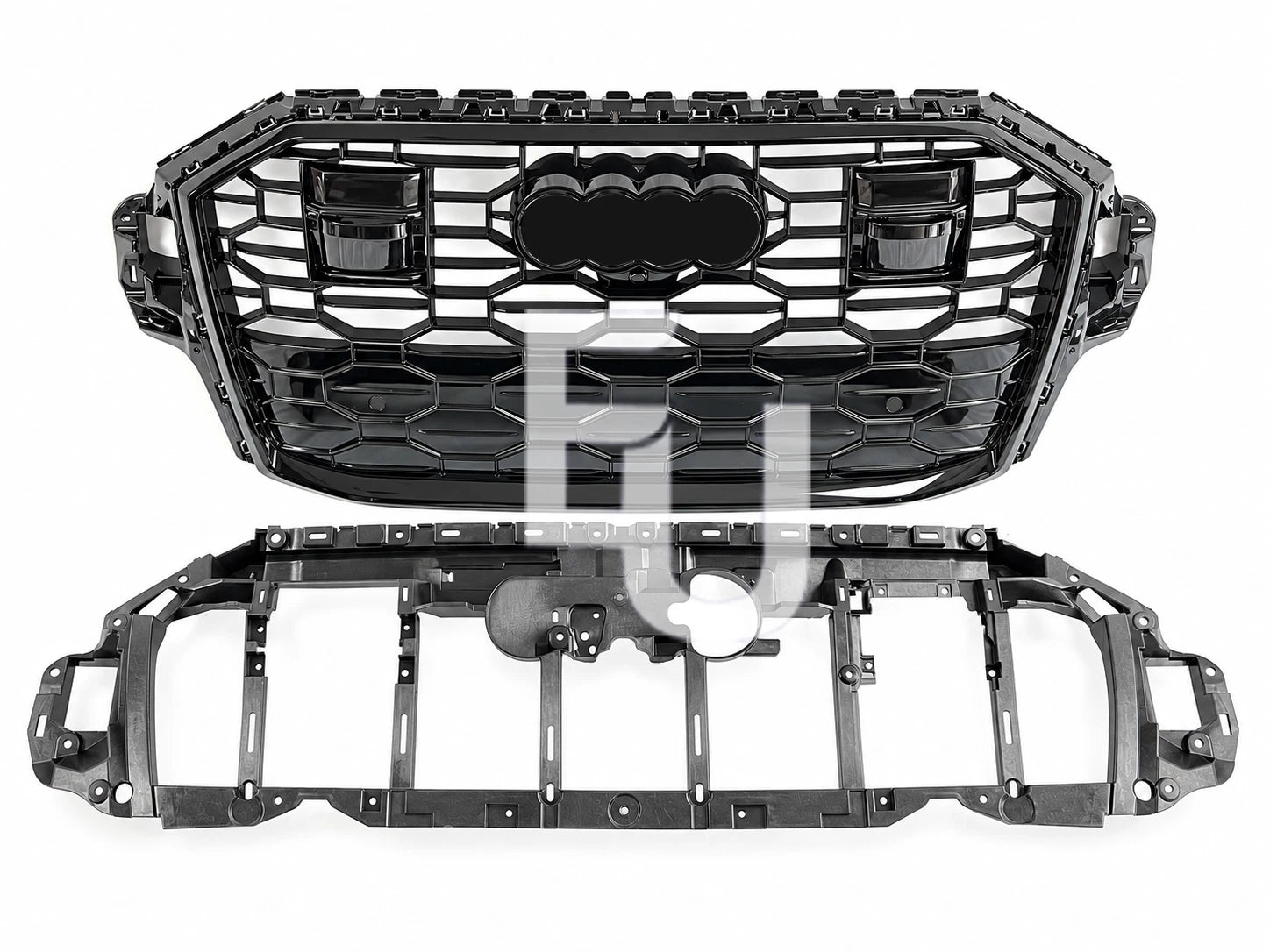 RSQ7 STYLE FRONT GRILL GRILLE FOR AUDI Q7 SQ7 4M 2020-2023 WITH ACC RADAR BLACK