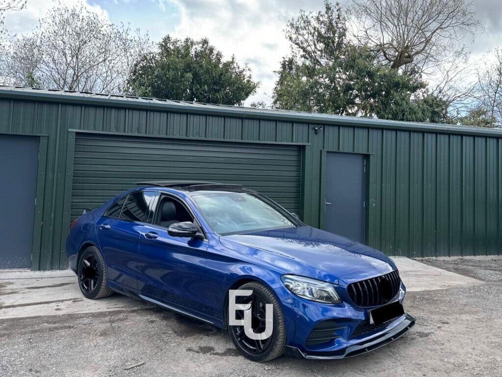 FRONT LIP SPLITTER B STYLE GLOSS BLACK FOR MERCEDES C CLASS W205 C205 A205 2019+