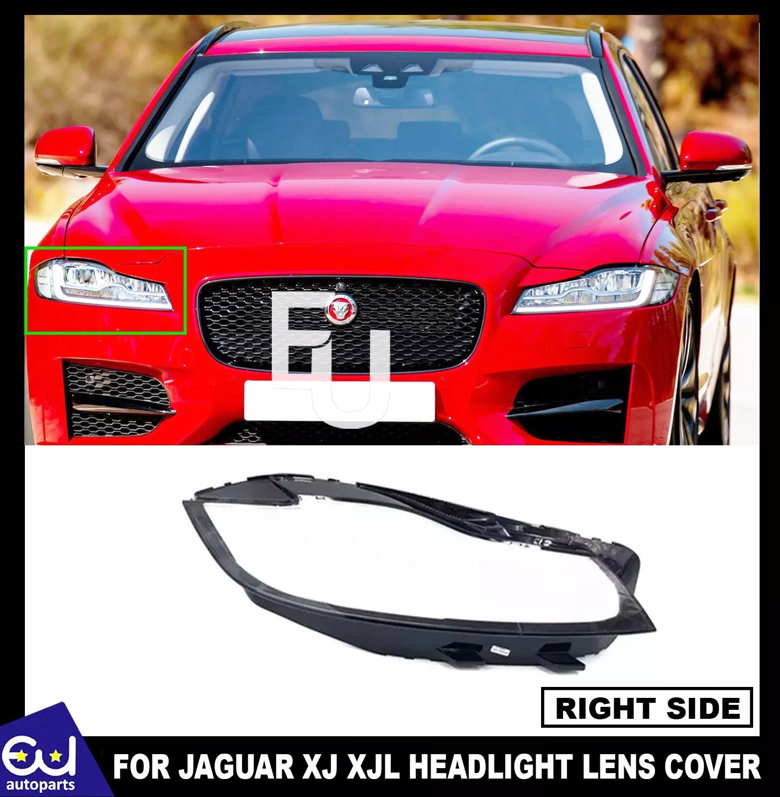 RIGHT DRIVER SIDE HEADLIGHT LENS COVER LAMP FOR JAGUAR XF XFL X260 2015-2019