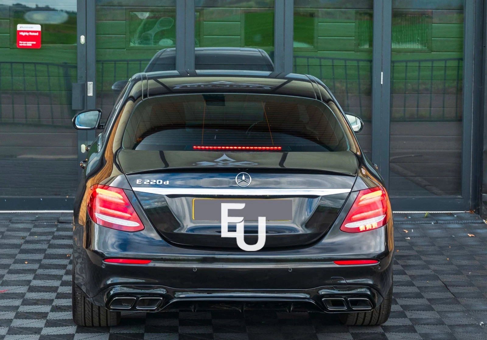 FOR MERCEDES E CLASS W213 SALOON C63 STYLE BOOT SPOILER GLOSS BLACK 2016-2020