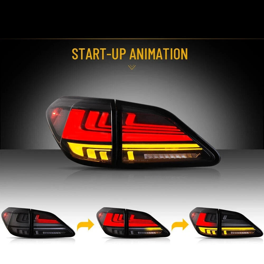 FOR LEXUS RX 350F 450H W/SEQUENTIAL LH+RH PAIR SMOKED LED REAR TAIL LIGHT LAMP