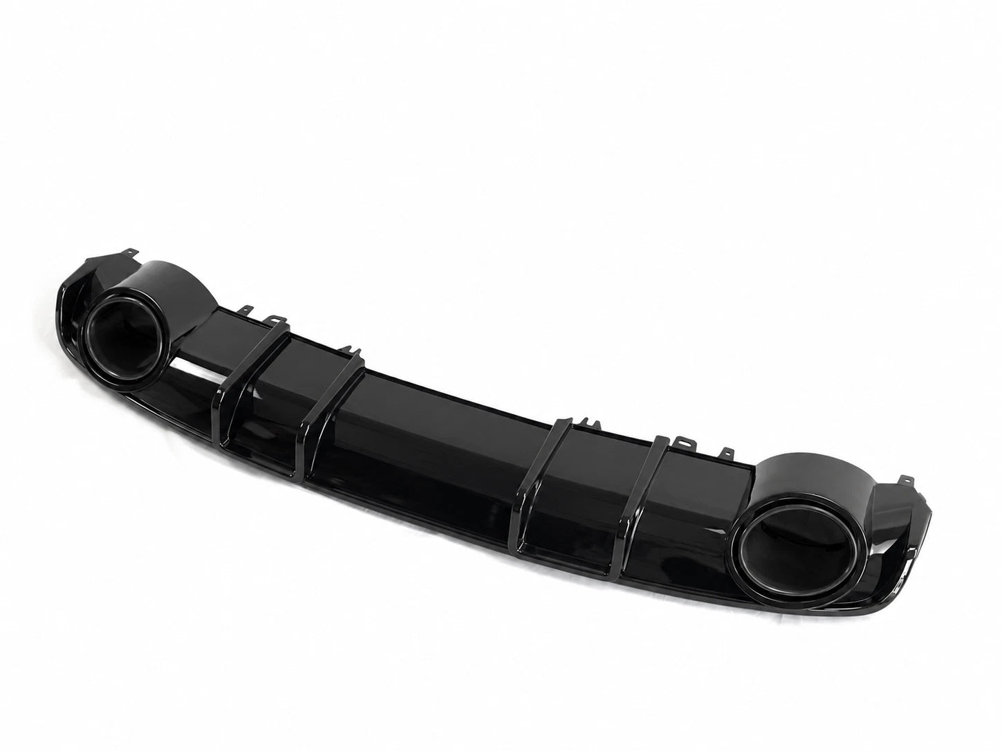 FOR AUDI A4 S4 B9 S-LINE RS4 LOOK REAR DIFFUSER W/TAILPIPE GLOSS BLACK 2015-2019