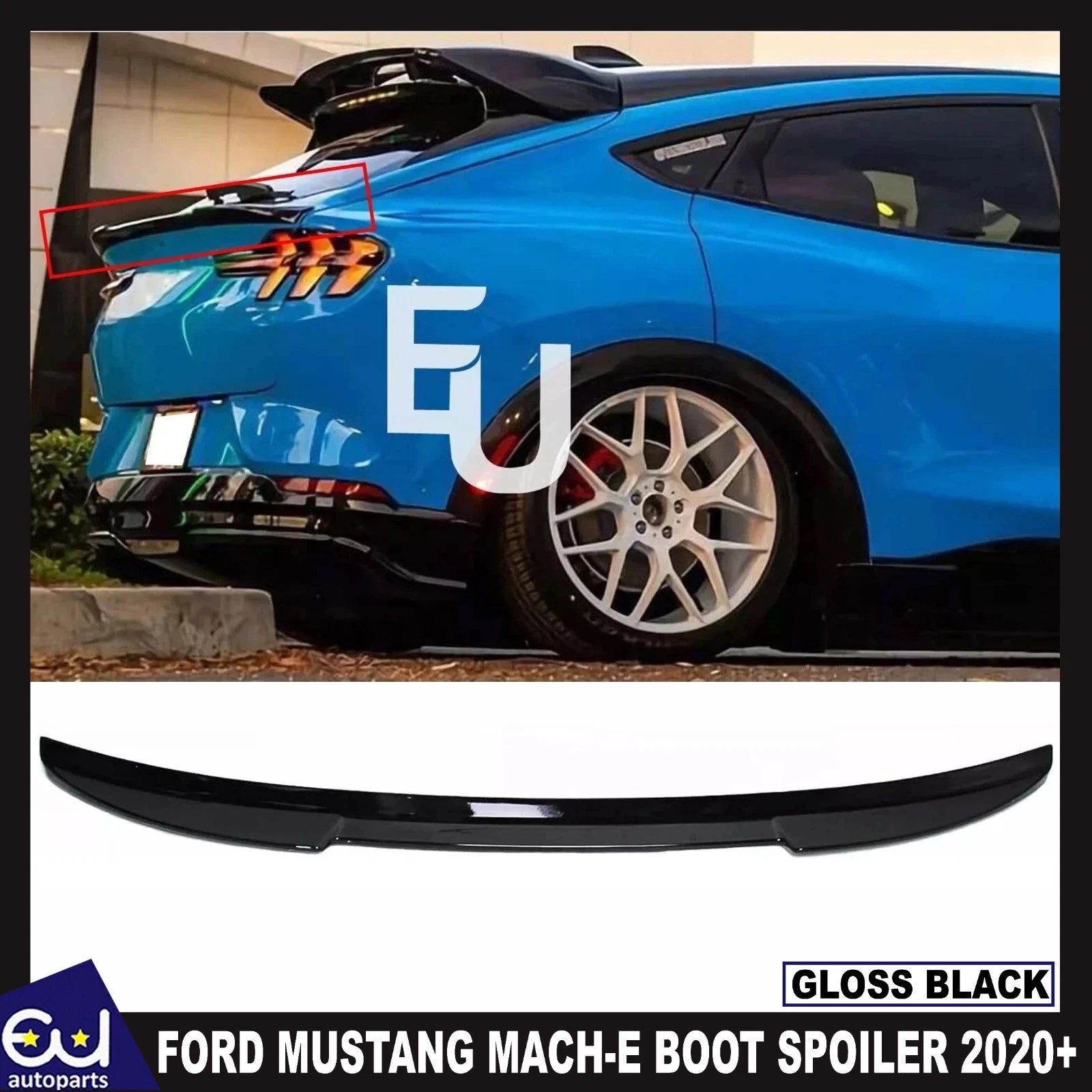 REAR BOOT SPOILER TRUNK WING TRIM V-SHAPE FOR FORD MUSTANG MACH-E 2020+ BLACK