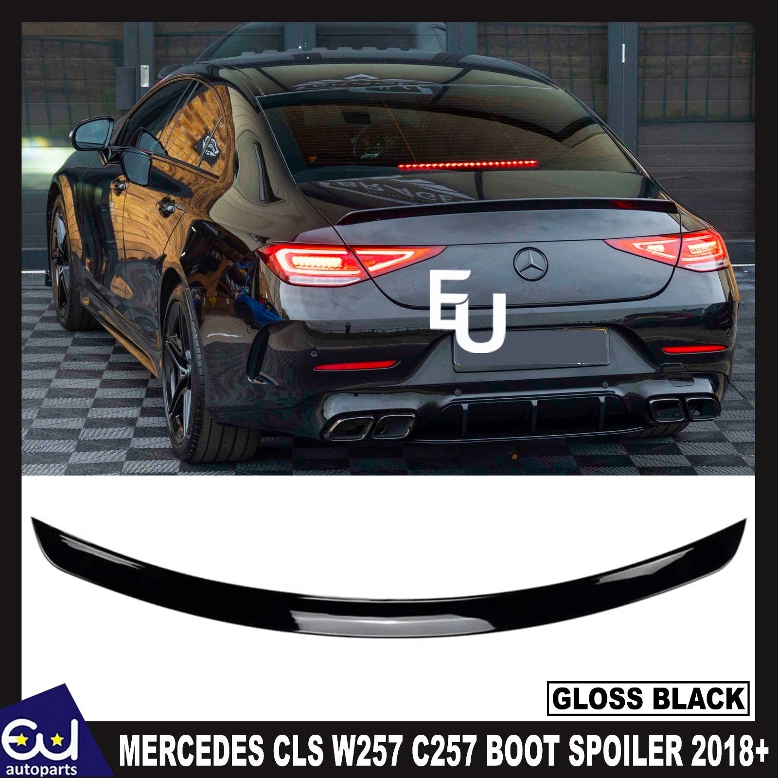 REAR BOOT SPOILER AMG STYLE FOR MERCEDES CLS W257 C257 2018+ GLOSS BLACK