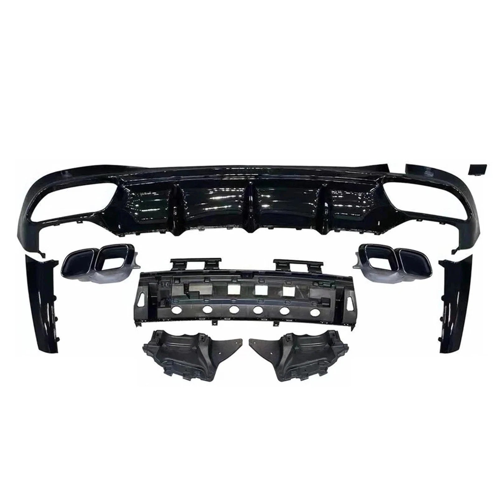 FOR MERCEDES BENZ S CLASS W223 S63 AMG REAR DIFFUSER WITH EXHAUST PIPE GLOSS 21+