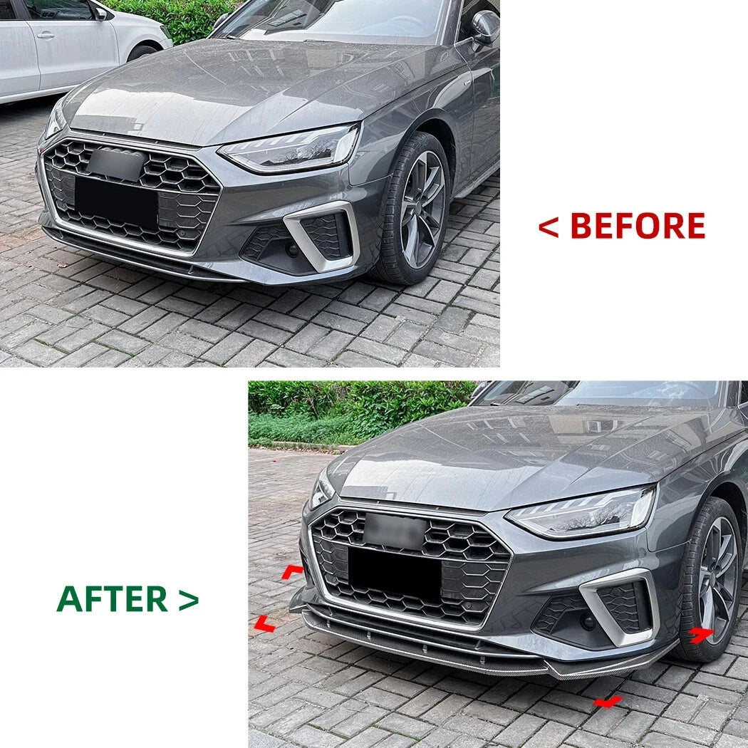 FOR AUDI A4 S4 B9.5 S LINE FRONT BUMPER LIP SPLITTER SPOILER GLOSS BLACK 2020+