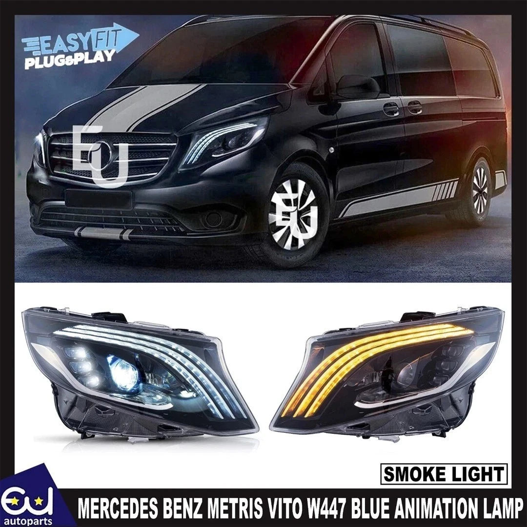 PAIR LED HEADLIGHT LAMP FOR MERCEDES BENZ VITO W447 W/ANIMATION 2016-2023