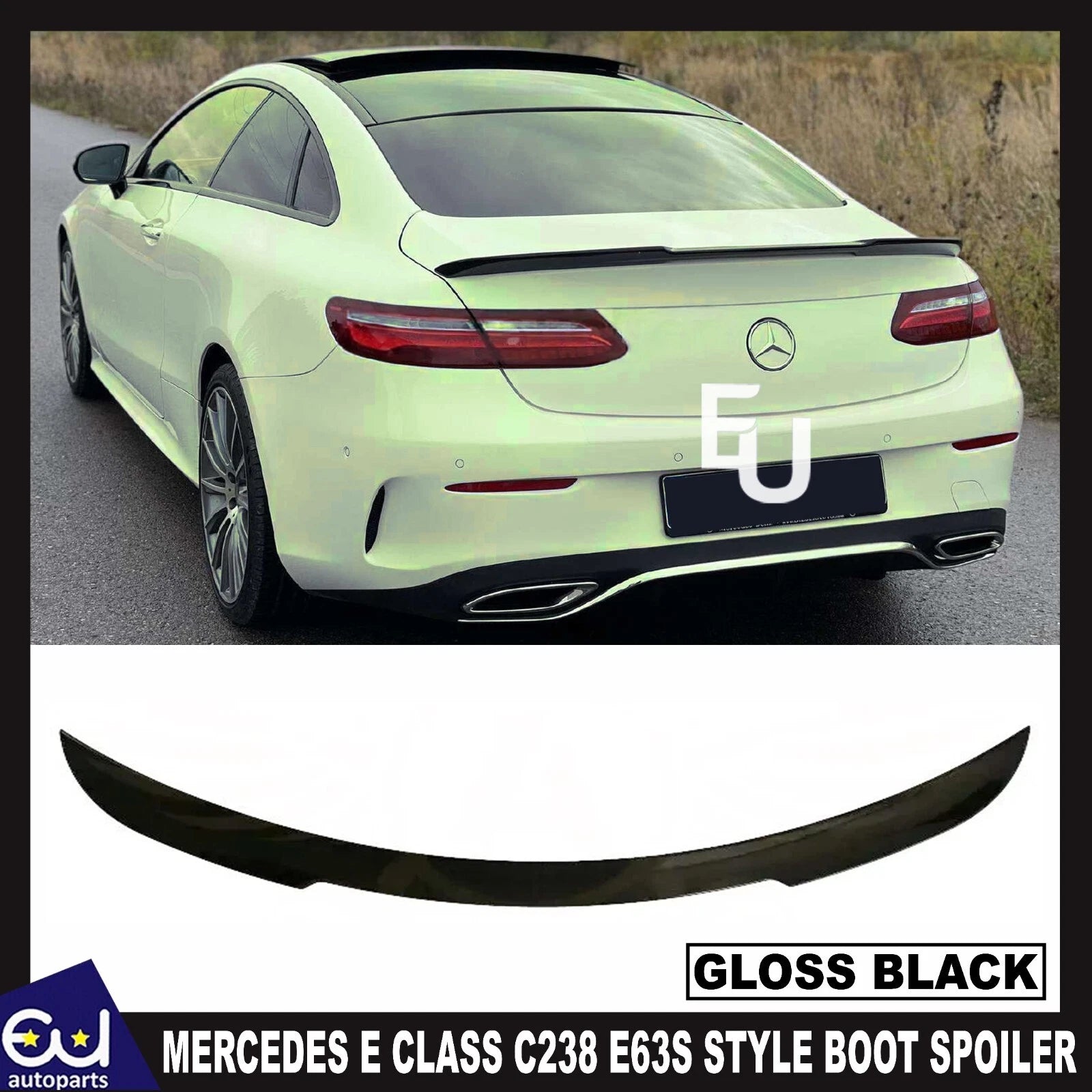 REAR BOOT SPOILER E63S STYLE FOR MERCEDES E CLASS C238 COUPE 17-22 GLOSS BLACK