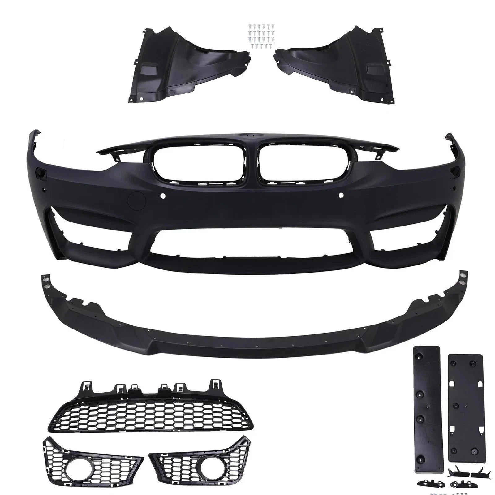 FOR BMW F30 F31 SALOON TOURING 4DR M3 STYLE FRONT BUMPER WASHERS PDC SPLITTER