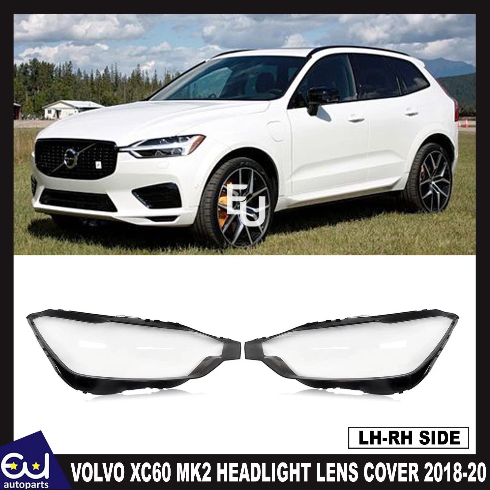 FOR VOLVO XC60 MK2 FRONT HEADLIGHT LAMP LENS COVER LEFT RIGHT SIDE PAIR 2018-20